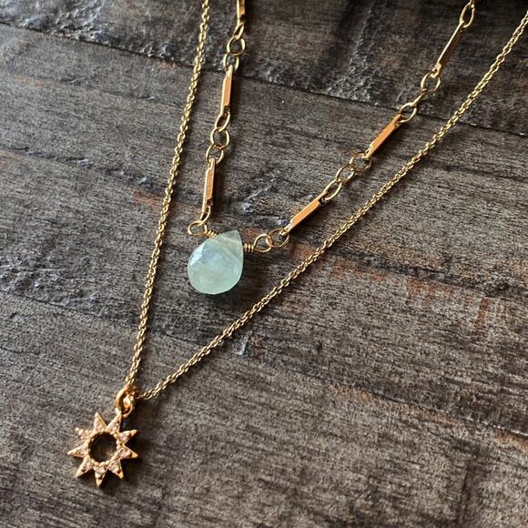 NEW FP x Luna Norte Aquamarine Layering Necklace Set - Picture 2 of 10
